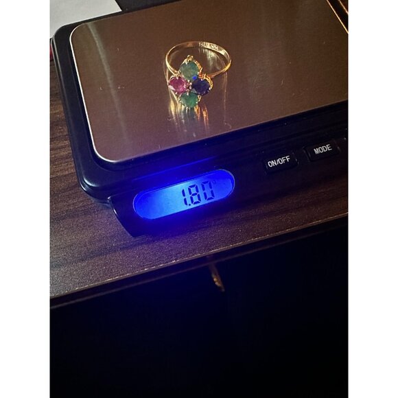 14k Solid Gold Small Cluster Ring, Natural Mix Stones. Sz 7.25, 1.81 Grams - Picture 4 of 4